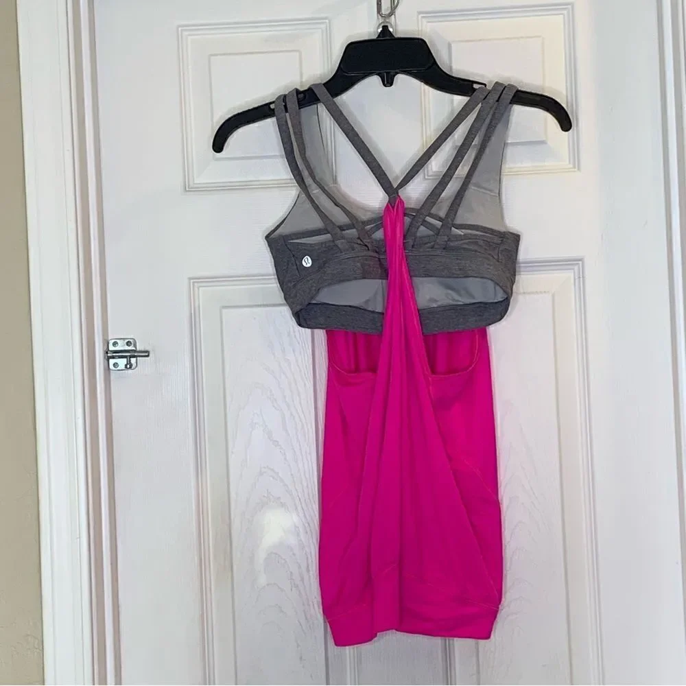 Lululemon Nouveau Limits Tank Raspberry Glo Slate Gray Size 6